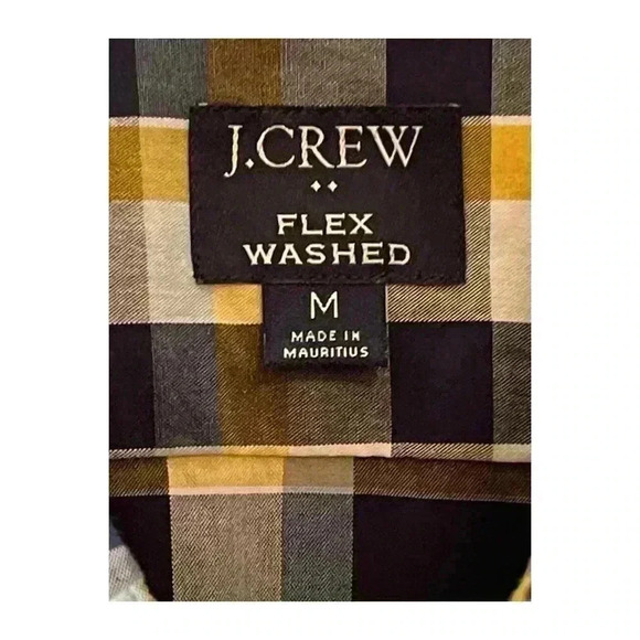 J. Crew Men’s Slim Flex Washed Button Down Oxford Shirt Size M Blue Yellow Plaid - Picture 2 of 5
